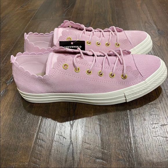 Converse CTAS Low Ox Frilly Thrills Suede Sneaker - Picture 4 of 9